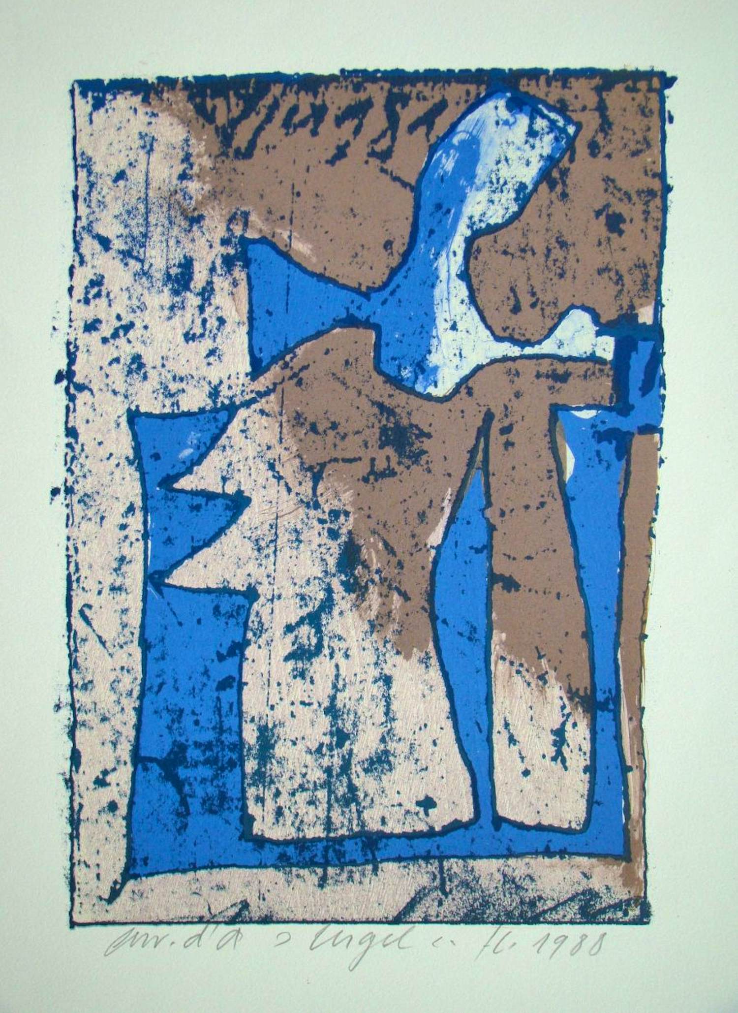 Franz Eggenschwiler - Engel - 1988 - Originele houtsnede, handgesigneerd kopen? Bied vanaf 120!