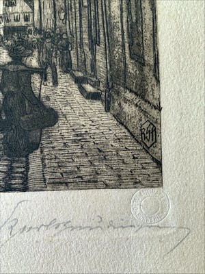 Niet of onleesbaar gesigneerd - Gezicht op de dom van Schwerin kopen? Bied vanaf 1!