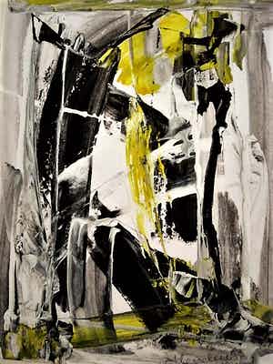 Henk Hesselius - Krachtige olieverf op papier - Abstract - CoBrA - gesigneerd verkocht voor € 59!