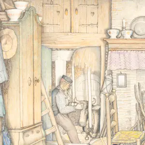 Jan Strube - Boeren interieur omstreeks 1900 Noord-Brabant, Nederland kopen? Bied vanaf 75!