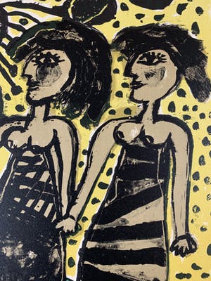 Corneille - kleurenlitho - 'Les deux Soeurs (de twee zussen)' - 1969 (ZEER KLEINE OPLAGE) kopen? Bied vanaf 425!