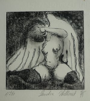 Sandra Hilhorst - Ingelijste ets , “Naakte Engel” – Loodskado 1995 kopen? Bied vanaf 35!