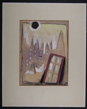 Gerard Grassere - Expressionistisch berglandschap met zon en raam. kopen? Bied vanaf 30!