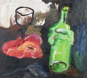 Anton Martineau - Olieverf op doek, Stilleven met groene fles - Ingelijst kopen? Bied vanaf 350!