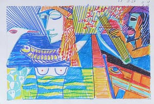 Joe Wols - Lot van drie stifttekeningen, Figuren kopen? Bied vanaf 1!