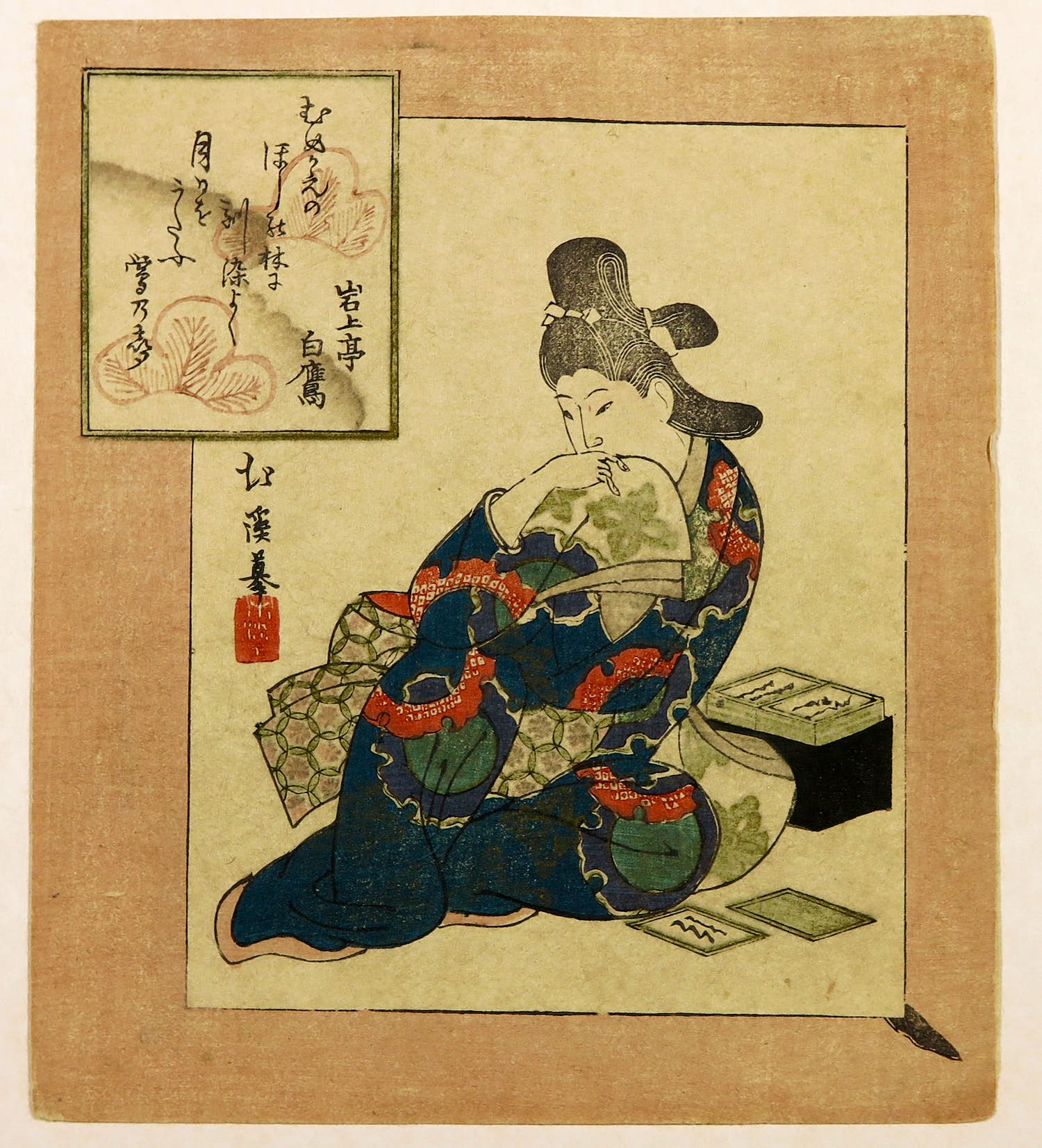 Totoya Hokkei - Houtdruk, Meisje uit de Genr Oku periode verkocht voor € 50!