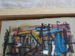 Jasper Banen - Acrylverf, pastel, potlood en pen op karton , “Haven” - ingelijst – 2018 kopen? Bied vanaf 10!