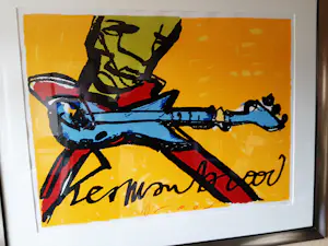 Herman Brood - Zeefdruk, titel, "Yellow Guitar Man" kopen? Bied vanaf 425!