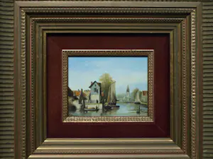 Jens Joppe - Miniatuurschilderij “Dorpje” , olieverf op panneel - ingelijst – 7 x 9 cm. kopen? Bied vanaf 100!