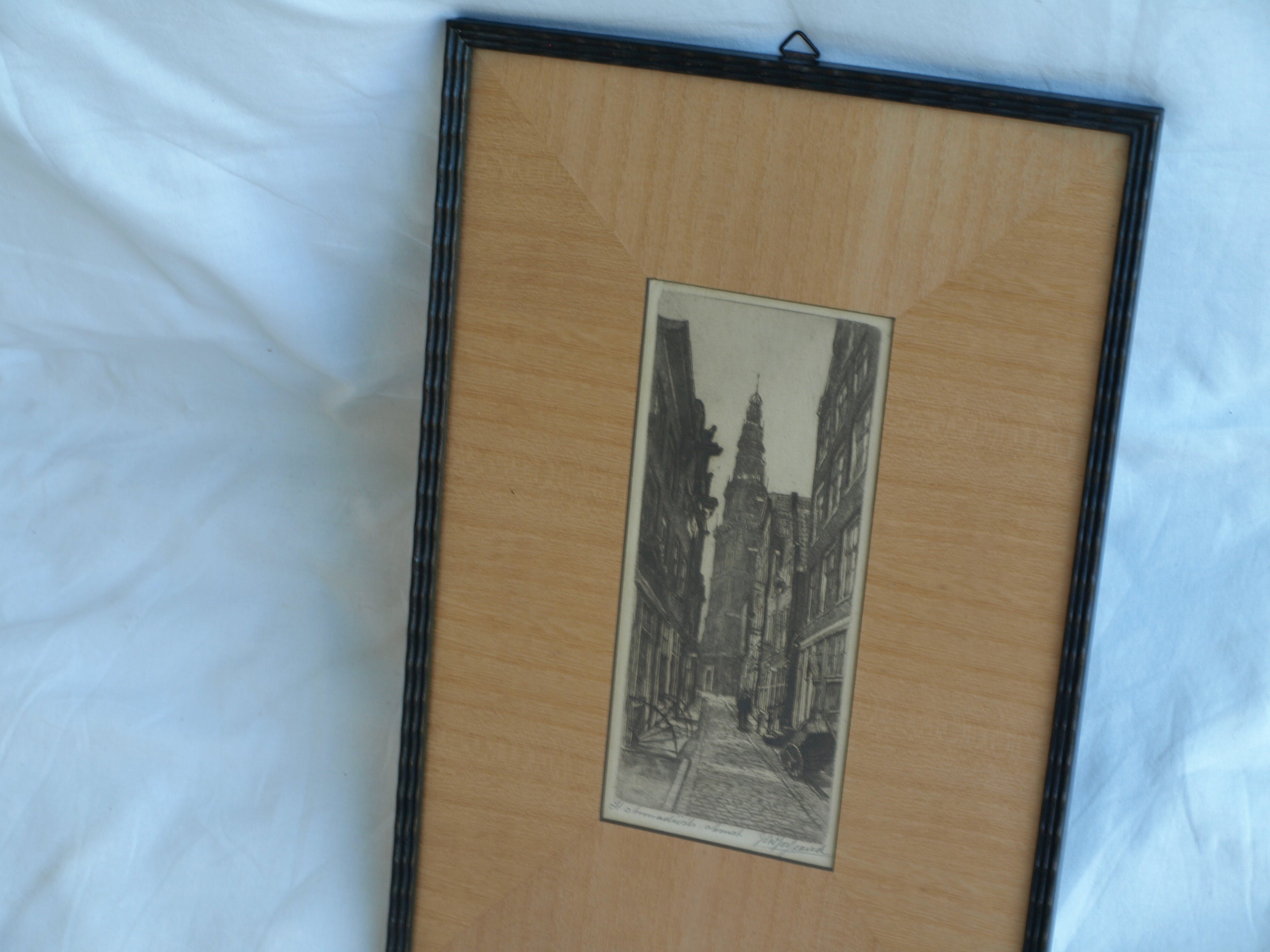 Johannes Josseaud - Ets , St Anna Dwarsstraat Amsterdam – gesigneerd & ingelijst – ca 1920 kopen? Bied vanaf 10!