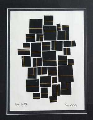 Siep van den Berg - Collage op papier met Rode lijn kopen? Bied vanaf 140!