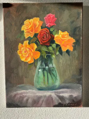 Niet of onleesbaar gesigneerd - vaas met rozen kopen? Bied vanaf 1!