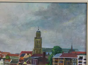 Johan Hendrik Gelink - Deventer vanaf de IJssel | olieverfschilderij kopen? Bied vanaf 50!
