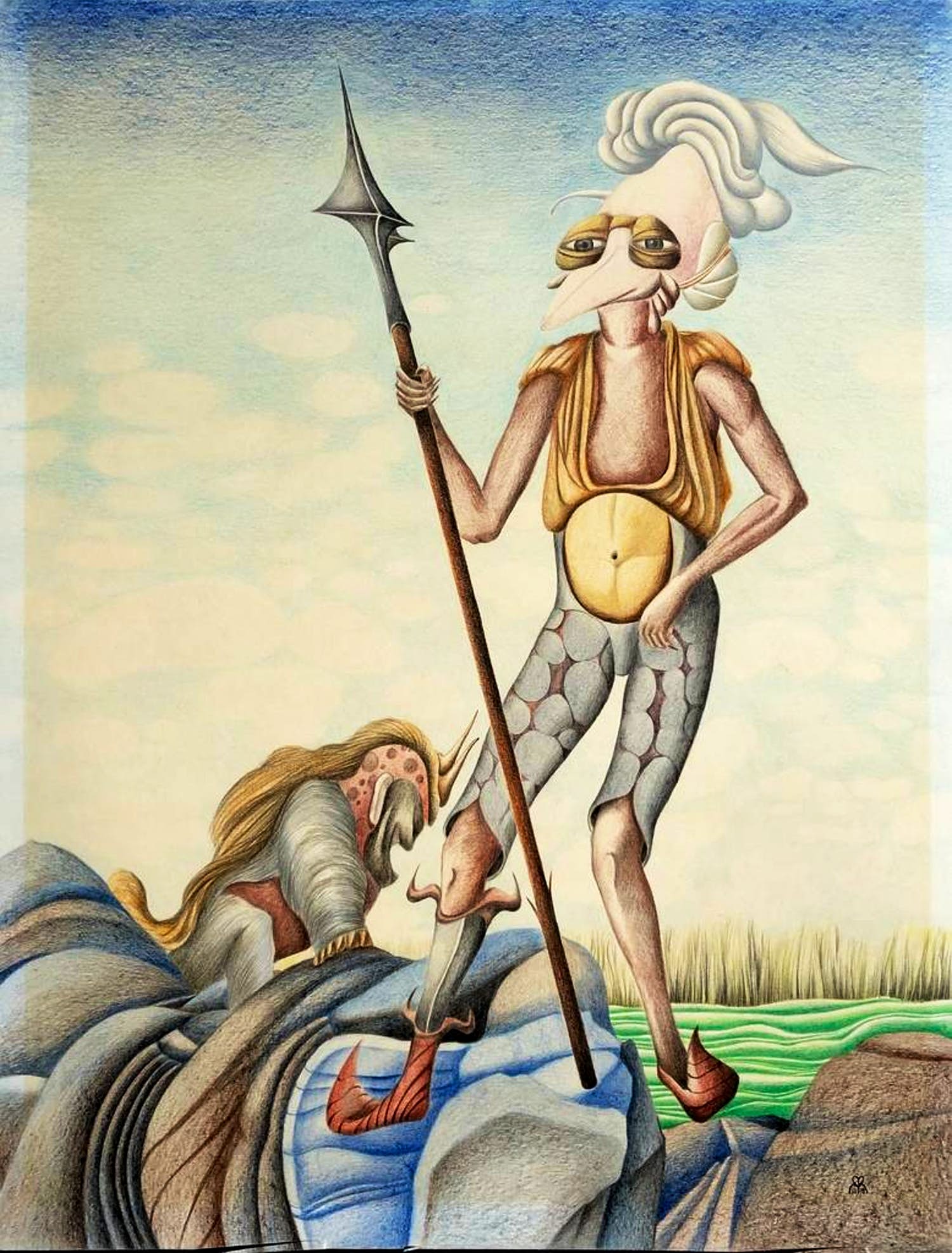 Rudy Martina - 2 tekeningen: Querillo tipico del rio Jardiniro + Z.T. kopen? Bied vanaf 1!