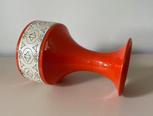 Fratelli Fanciulacci - Oranje aardewerken trompetvaas kopen? Bied vanaf 1!