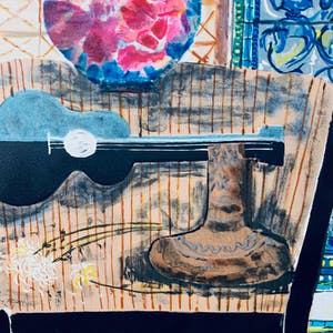 Wendy Chazin - Composition with guitar and vase kopen? Bied vanaf 23!