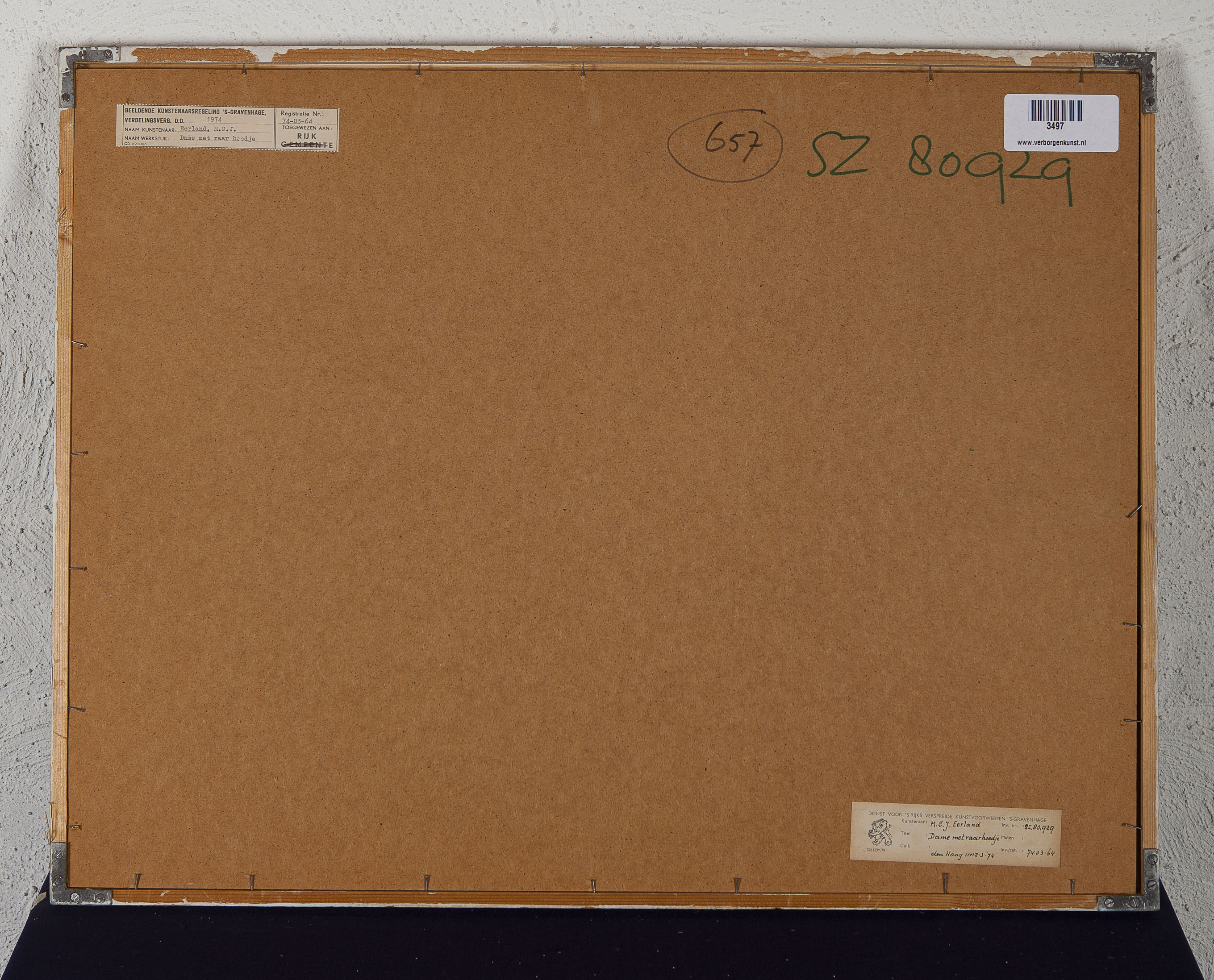 Jaap Eerland - Dame met raar hoedje - Kleurpotlood en aquarel op papier kopen? Bied vanaf 10!