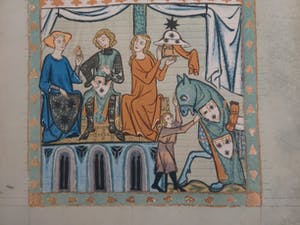 Niet of onleesbaar gesigneerd - Afbeeldingen van middeleeuwse Minnesangers kopen? Bied vanaf 1!