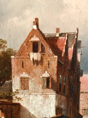 Charles Leickert - Stadsgezicht in de zomer - Ingelijst kopen? Bied vanaf 3950!