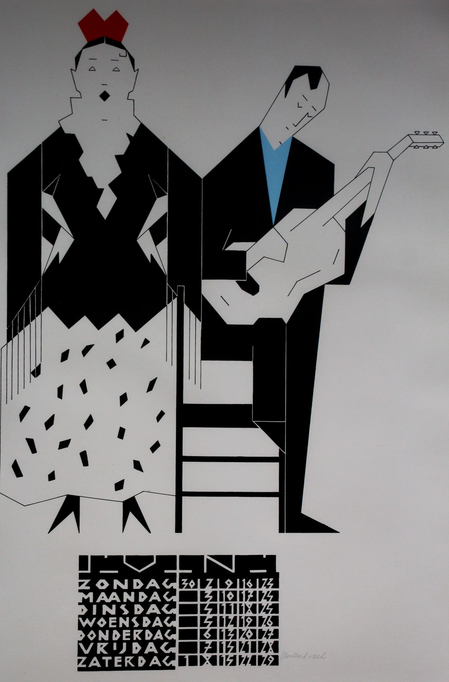 Hendrik Valk - Ingelijste litho: 'Vrouwelijke flamenco danseres en gitarist' verkocht voor € 175!