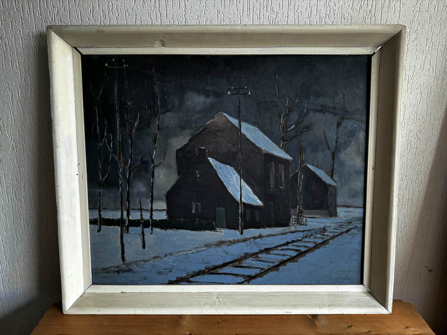 John ter Reehorst - Huizen langs Spoorlijn in Winters Landschap kopen? Bied vanaf 50!