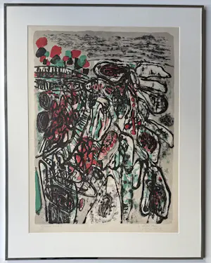 Corneille - handgesigneerde kleurenlitho | 'Le désert fleuri' | 1963 (INGELIJST) kopen? Bied vanaf 600!
