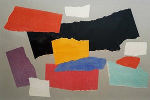 Andre van der Vossen - Tâches, collage op papier (ingelijst) kopen? Bied vanaf 395!