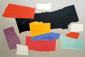 Andre van der Vossen - Tâches, collage op papier (ingelijst) verkocht voor € 395!