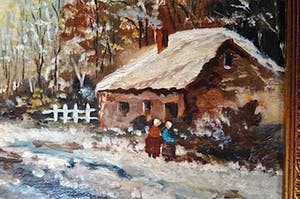 Jan Prinsen - Winterlandschap met zonsondergang - kopen? Bied vanaf 1!