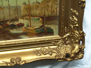 Niet of onleesbaar gesigneerd - Ingelijst, olieverf op doek op karton (marouflé), Stadsgezicht - 38 x 44 cm kopen? Bied vanaf 1!