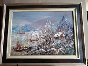 Jan Makkes - Winterlandschap met schepen kopen? Bied vanaf 100!