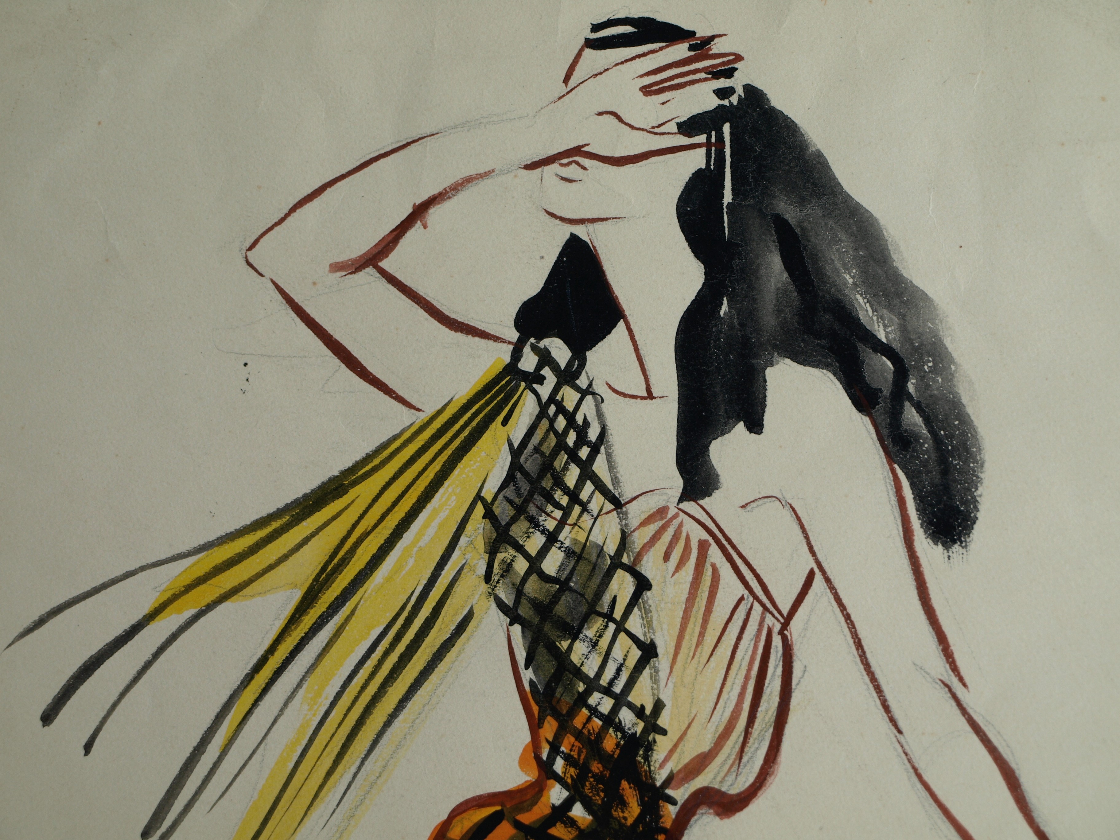 Niet of onleesbaar gesigneerd - Aquarel , Danseres – gesigneerd – 1951 kopen? Bied vanaf 1!