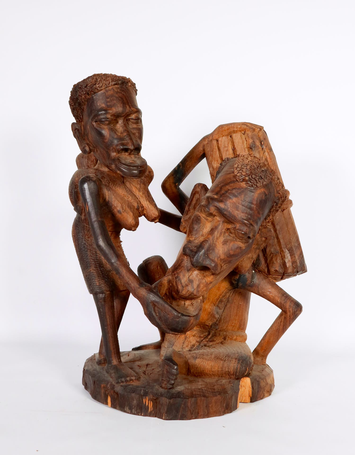 Niet of onleesbaar gesigneerd - Houten beeld, Vrouw met man, afkomstig uit Ivoorkust kopen? Bied vanaf 1!