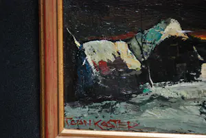 Toon Koster - Platteland in maanlicht - breed olieverfschilderij, 20x58 cm kopen? Bied vanaf 100!