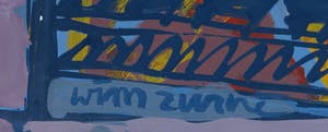 Wim Zurne - Acryl op papier, Zonder titel - Ingelijst kopen? Bied vanaf 1!