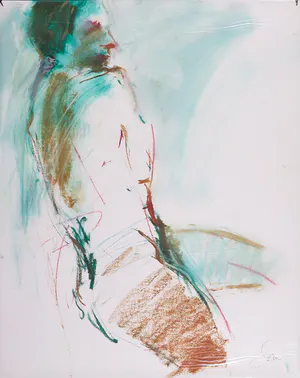 Franscz Witte - Gemengde techniek op papier, Figuur in blauw kopen? Bied vanaf 1!