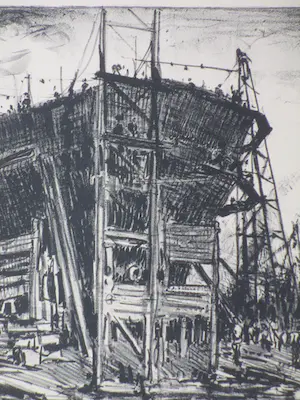 Jan Poortenaar - Schiffbau & Scheepswerf Newcastle - Litho's kopen? Bied vanaf 65!