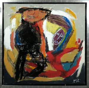 Martin van Wordragen - Olieverf op doek, Dansen voor de beul - Ingelijst (Groot) verkocht voor € 300!