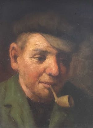 Jan Theuns - Olieverf op paneel, Man met pijp - Ingelijst kopen? Bied vanaf 100!