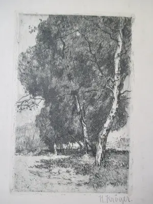 Niet of onleesbaar gesigneerd - 10 diverse etsen Landschap oa Matthes v.Leusden Vrolijk Heyning kopen? Bied vanaf 1!