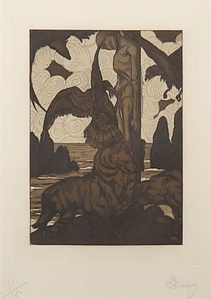 Maurice de Becque - Ets, Sépulture, uit Les Fleurs du Mal - Ingelijst kopen? Bied vanaf 1!