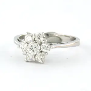 14k witgouden ring bezet met briljant geslepen diamant 0.45ct - F/G - VS/SI kopen? Bied vanaf 450!