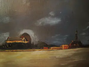 Niet of onleesbaar gesigneerd - omstreeks 1930 geschilderd olieverf "stad aan het water" (Dordrecht?) kopen? Bied vanaf 1!