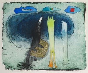 Michel van Overbeeke - Kleurenets met bladgoud, Forest Mountain - Ingelijst kopen? Bied vanaf 50!