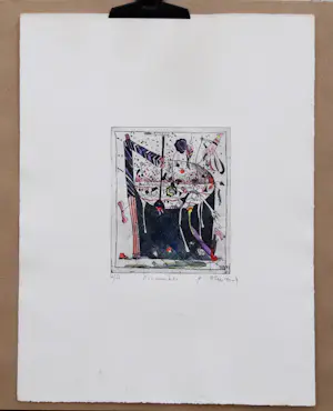 Bernd Kastenholz - aquarellierte Radierung, „Konsumboni“ nur 50 Expl. kopen? Bied vanaf 65!