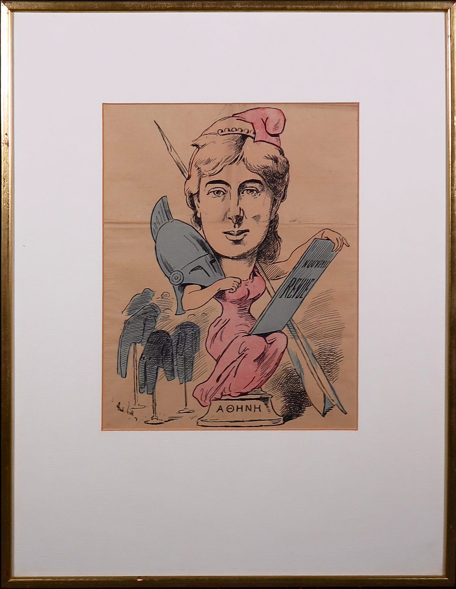 Andre Gill - Litho, Juliette Lamber Adam - Ingelijst verkocht voor € 1!