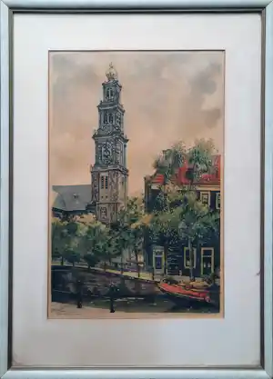 Cornelis Brandenburg - Amsterdam Westerkerk in kleur - ingelijst - 24266 verkauft für € 95!