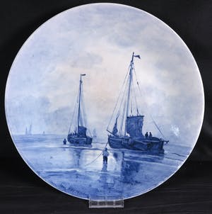 Porceleyne Fles - Prachtig aardwerken bord, ontworpen door Joost Thooft, naar Mesdag kopen? Bied vanaf 100!