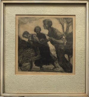 Dirk Boode - Voedselhalers winter 1944-45 | historische ets - ingelijst kopen? Bied vanaf 49!