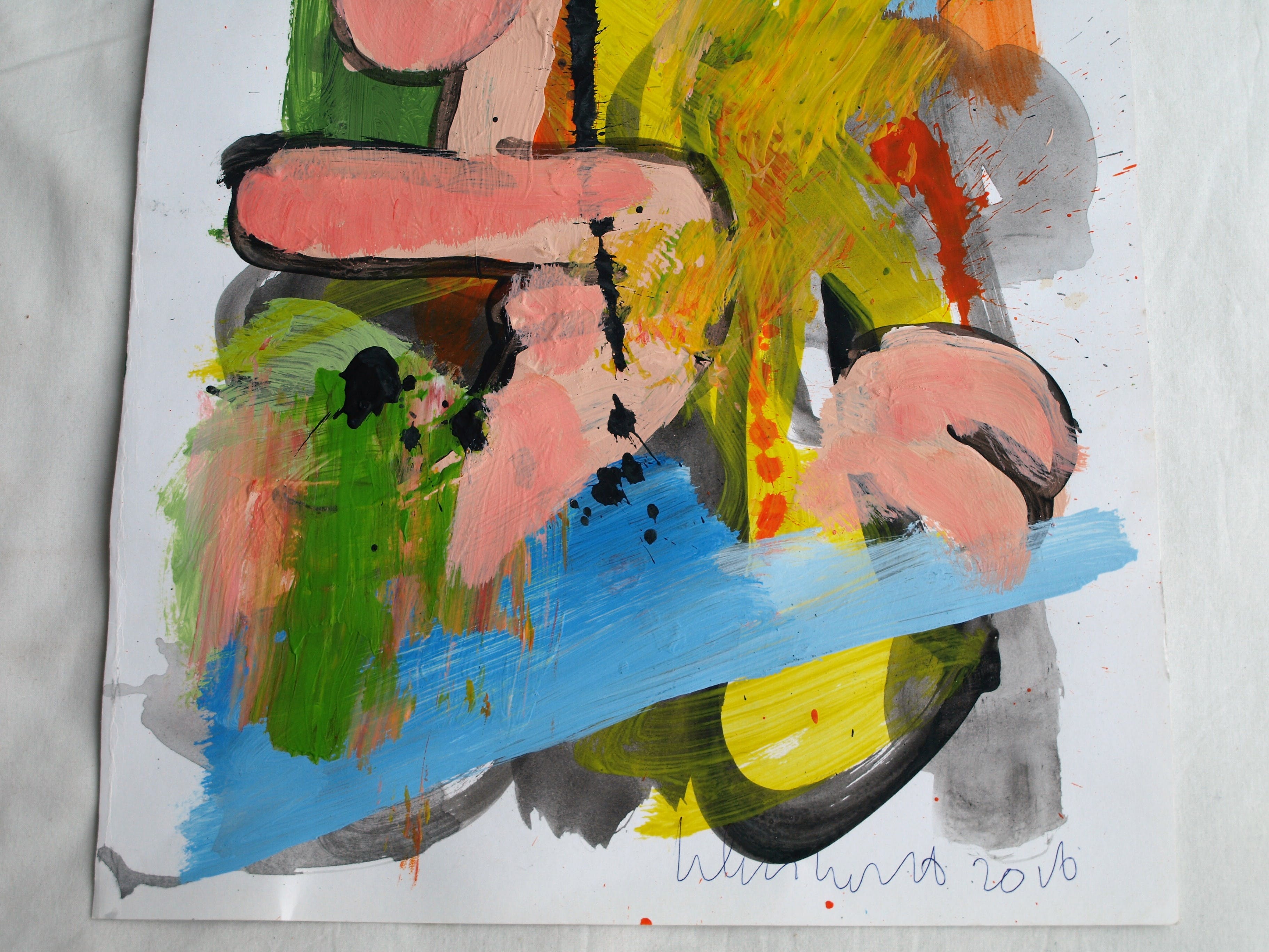 Peter Klashorst - Acrylverf op papier – Naakt in een abstract landschap 1 - 2016 kopen? Bied vanaf 30!